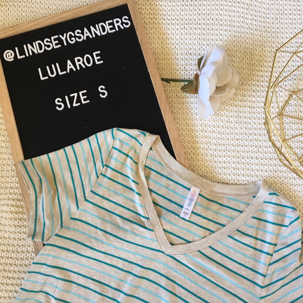 NWT LuLaRoe Striped Christy Vneck Tee